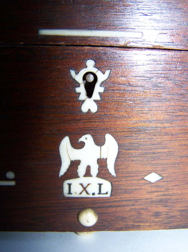 A Charming 19th century Sailor Made Folk Art Sewing Box with Ivory Inlays dated 1864 — image 3